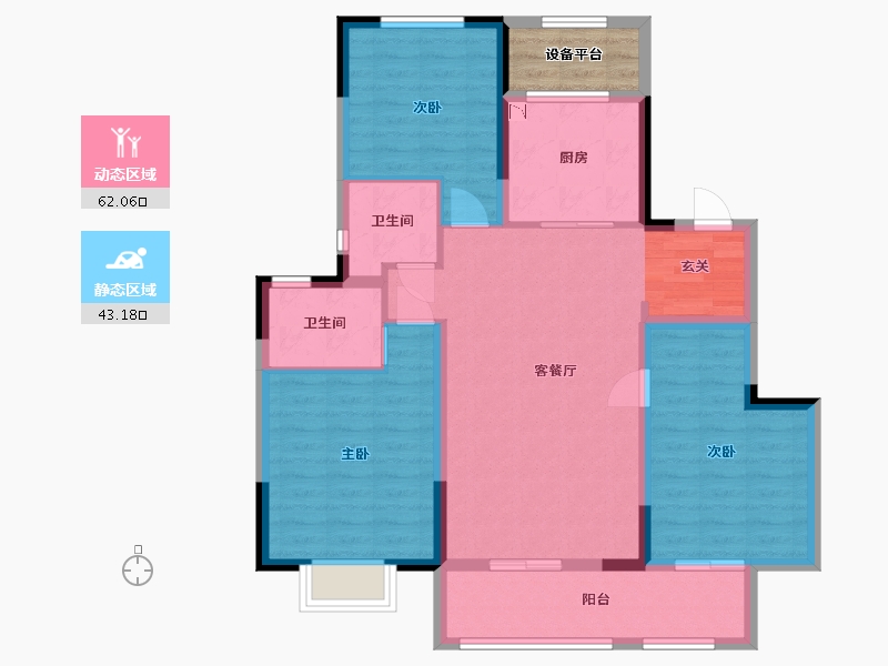 江苏省-扬州市-招商&新城-运河上宸-97.60-户型库-动静分区