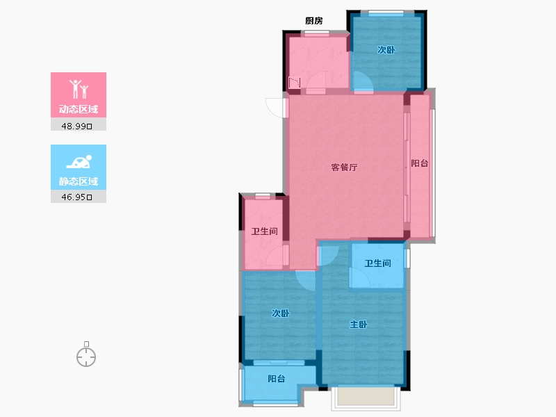 浙江省-金华市-中瑞恒基悦江府-85.59-户型库-动静分区