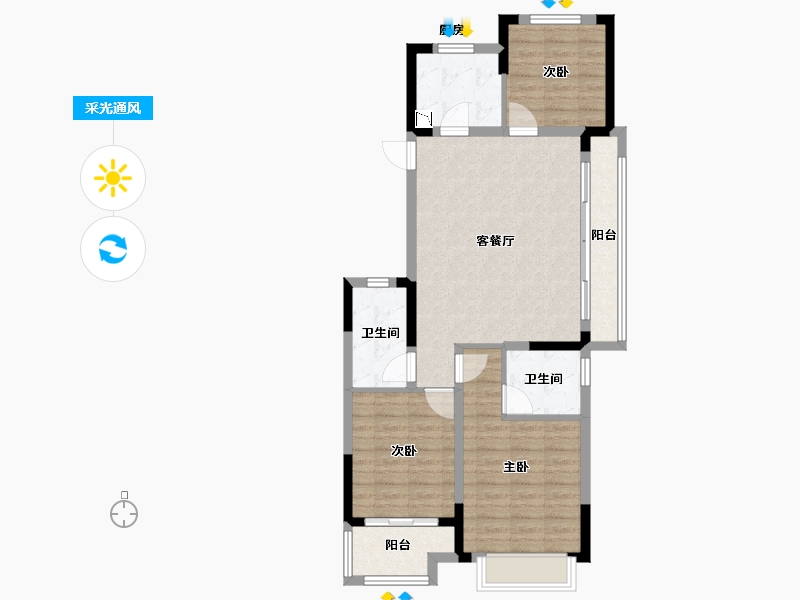 浙江省-金华市-中瑞恒基悦江府-85.59-户型库-采光通风