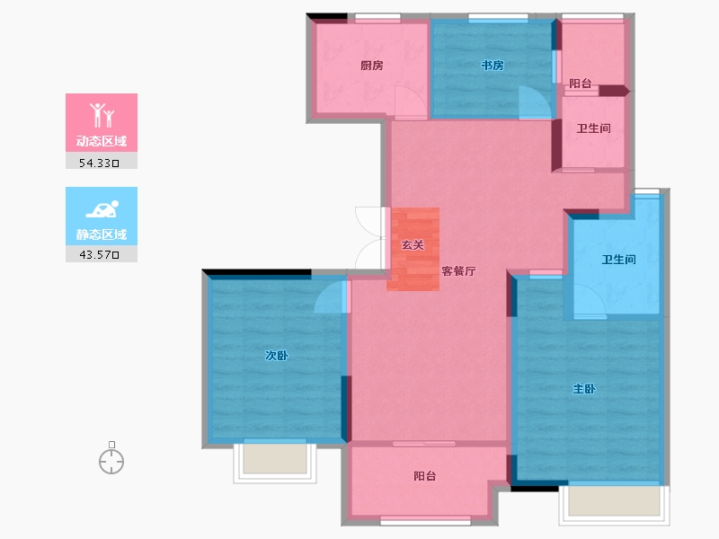 江苏省-扬州市-龙泊湾玉园-87.20-户型库-动静分区