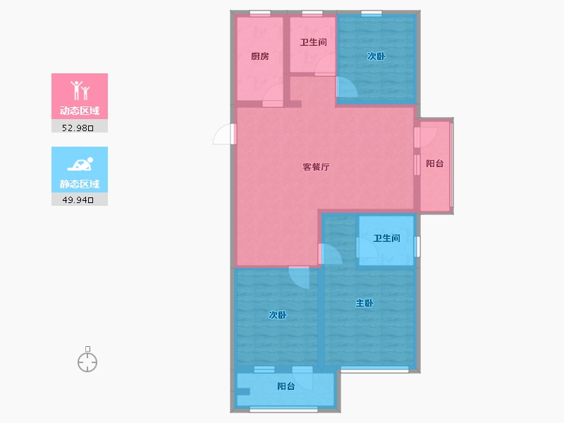 山东省-济宁市-金色兰庭公园里-91.63-户型库-动静分区