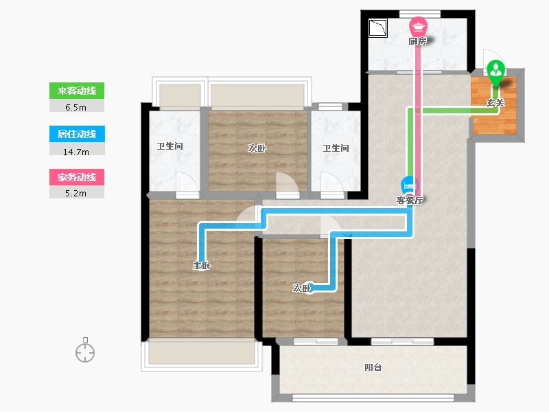 江苏省-扬州市-美的禹洲国宾府-94.53-户型库-动静线