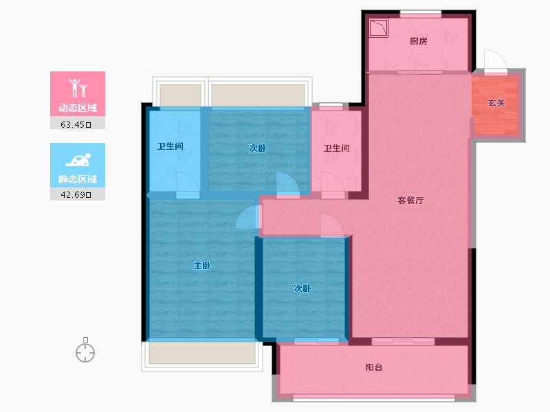 江苏省-扬州市-美的禹洲国宾府-94.53-户型库-动静分区