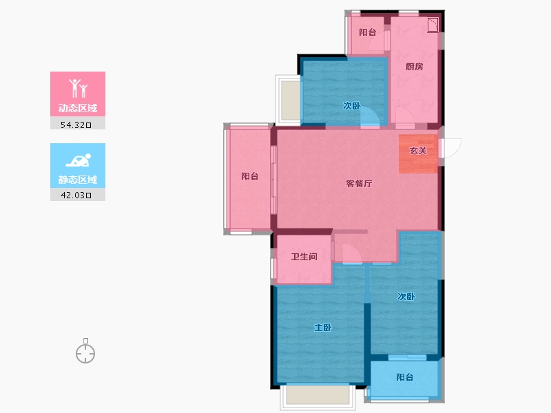 江苏省-扬州市-恒大观澜府-85.61-户型库-动静分区