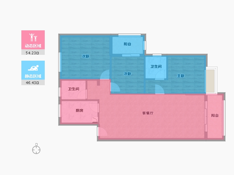 湖南省-郴州市-缘润大厦-90.87-户型库-动静分区