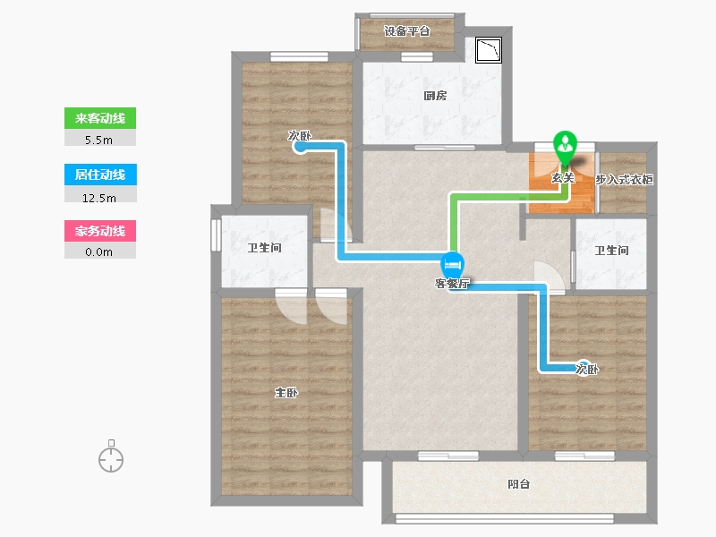 河北省-石家庄市-嘉实・万科公园都会-101.91-户型库-动静线