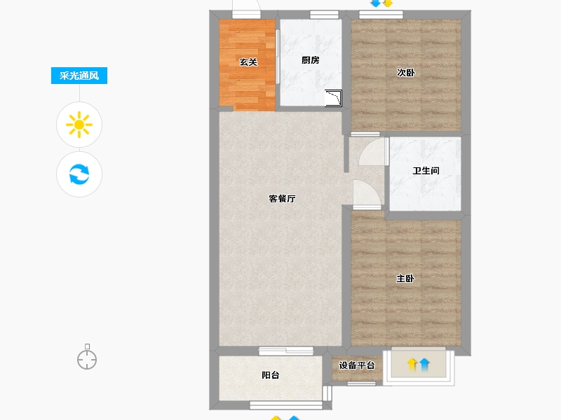 河北省-石家庄市-万科正定文化村-62.61-户型库-采光通风