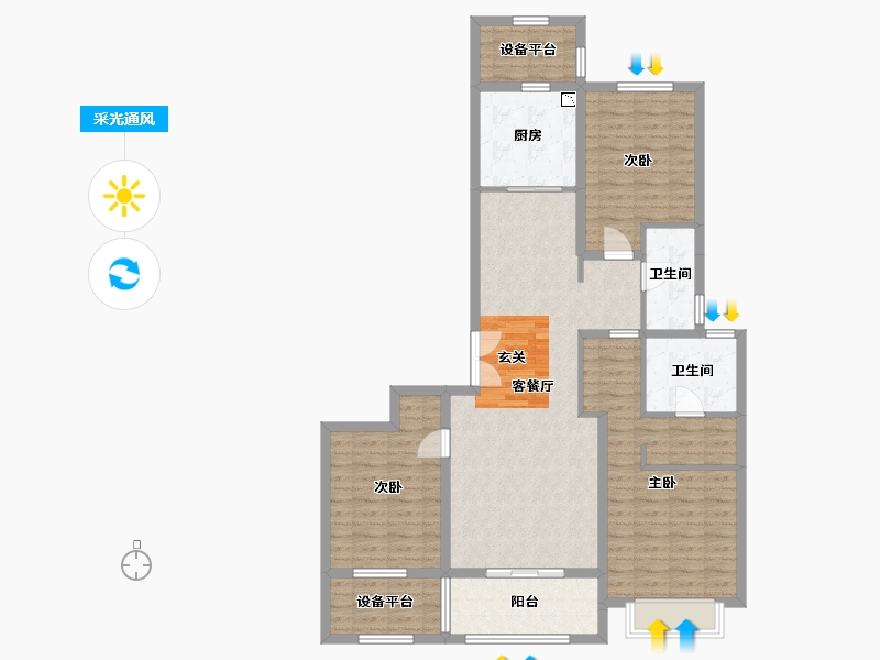 河北省-石家庄市-中冶德贤华府-115.26-户型库-采光通风