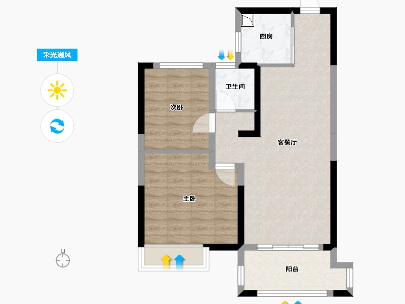 广西壮族自治区-桂林市-华夏麒麟・桂林公馆-65.33-户型库-采光通风