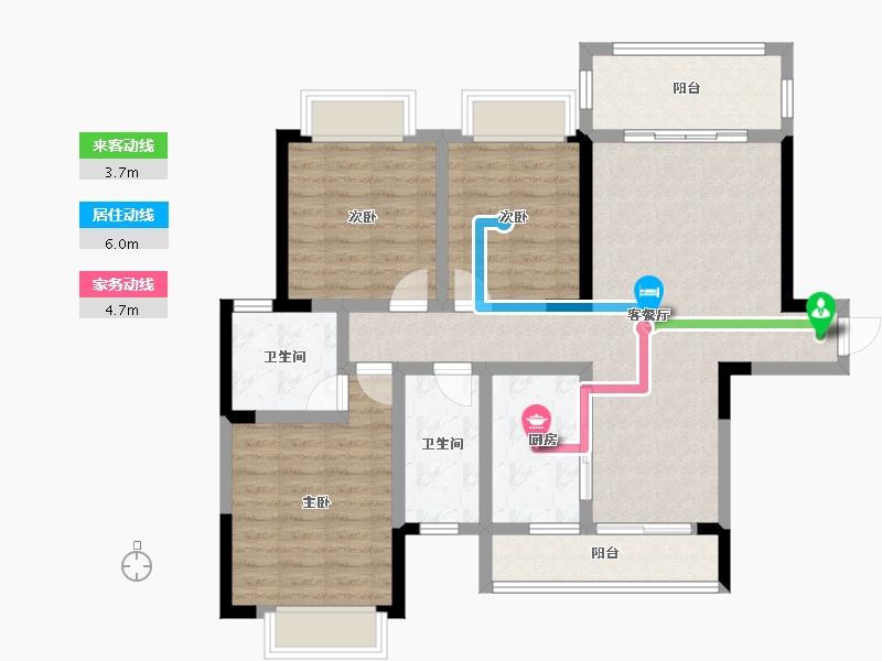 湖南省-湘潭市-九华新城-95.25-户型库-动静线