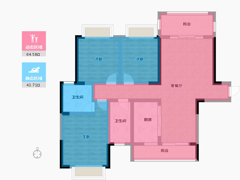 湖南省-湘潭市-九华新城-95.25-户型库-动静分区