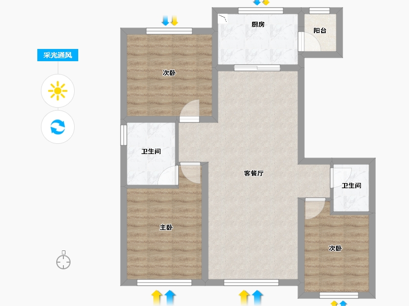 河北省-秦皇岛市-皓月・天墅-79.69-户型库-采光通风