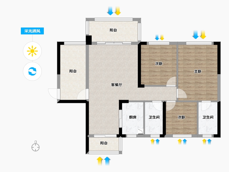 湖南省-郴州市-中源国际城-99.64-户型库-采光通风