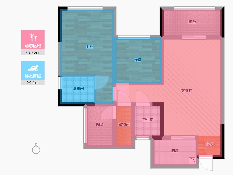 四川省-达州市-中迪红星美凯隆-70.61-户型库-动静分区