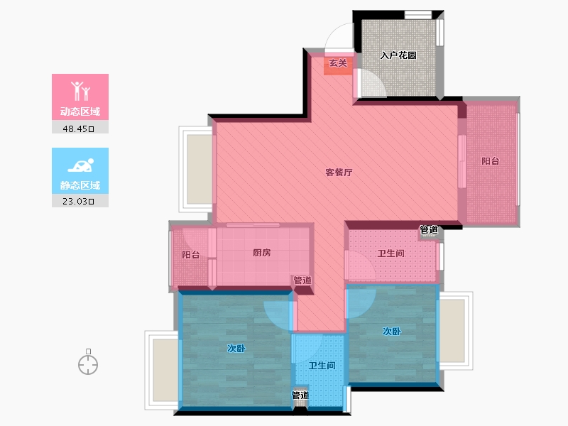 广东省-珠海市-珠海奥园广场-67.32-户型库-动静分区