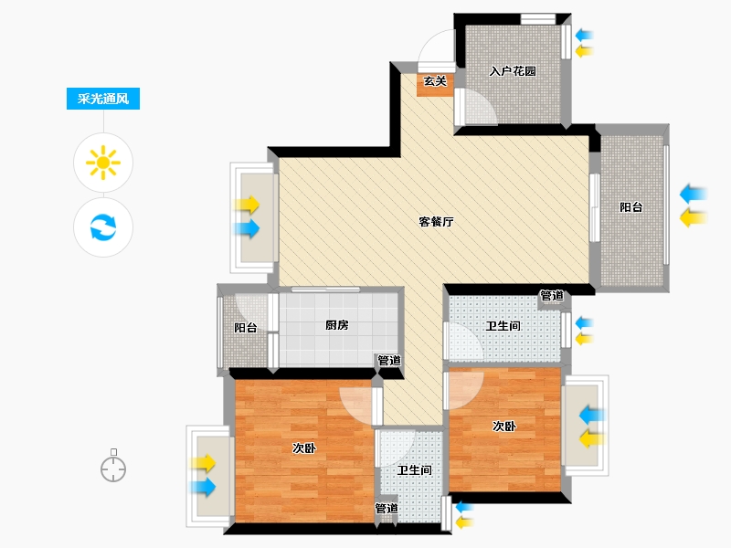 广东省-珠海市-珠海奥园广场-67.32-户型库-采光通风