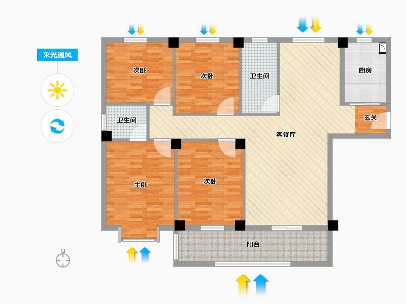 湖北省-黄冈市-花桥-121.99-户型库-采光通风