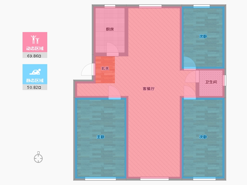 山东省-青岛市-鸿福家园-107.64-户型库-动静分区