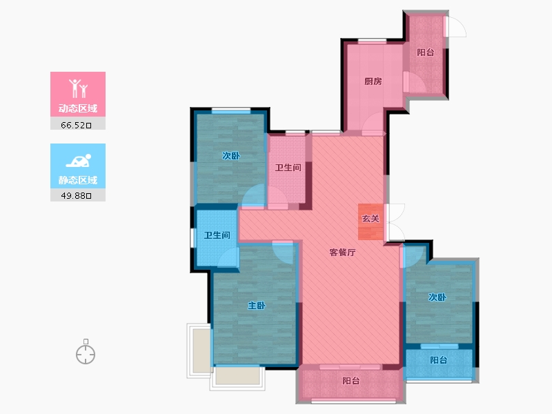 湖北省-咸宁市-藏龙府邸-100.68-户型库-动静分区