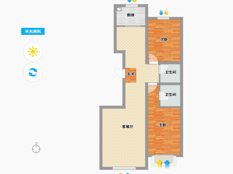 内蒙古自治区-包头市-富悦湾官邸-81.09-户型库-采光通风