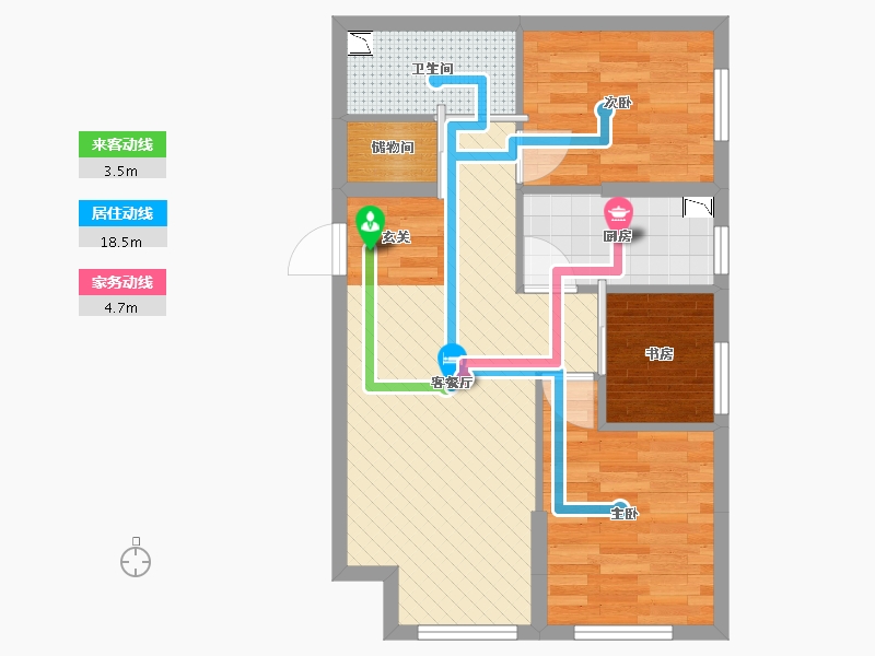 河北省-廊坊市-甜城三九街区-53.36-户型库-动静线