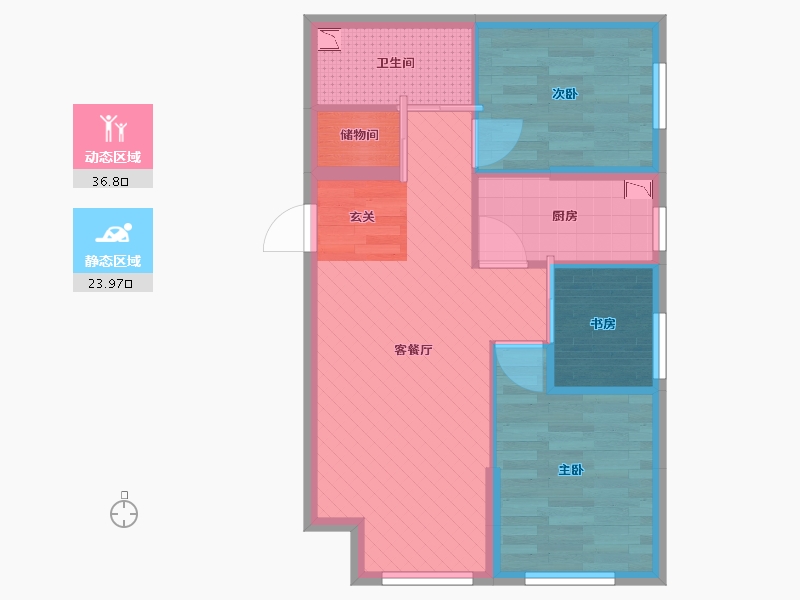 河北省-廊坊市-甜城三九街区-53.36-户型库-动静分区