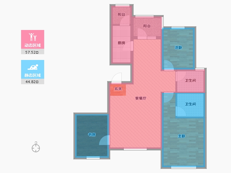 陕西省-西安市-浐灞半岛A13区御府观园-89.62-户型库-动静分区