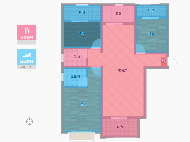 河北省-保定市-釜阳花园-88.76-户型库-动静分区