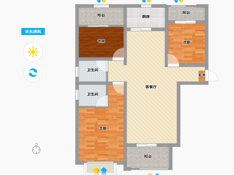 河北省-保定市-釜阳花园-88.76-户型库-采光通风