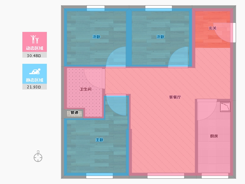 河北省-廊坊市-甜城三九街区-45.65-户型库-动静分区