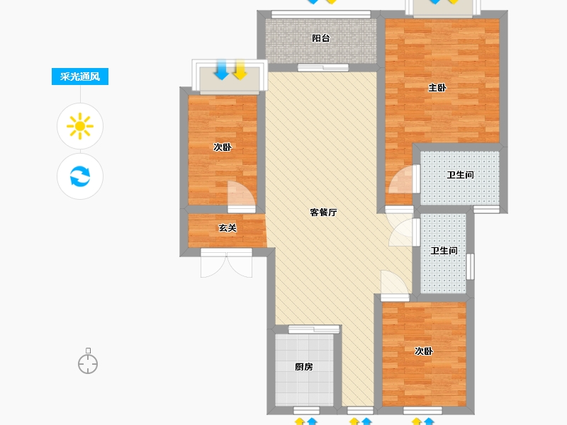 陕西省-宝鸡市-宝烟新区-77.93-户型库-采光通风