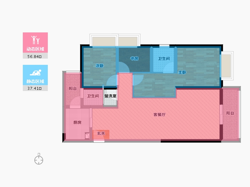 云南省-昆明市-润城二区-83.02-户型库-动静分区