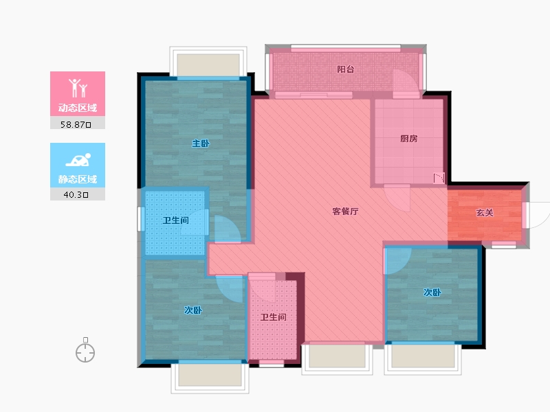 广东省-东莞市-金地艺境水岸-87.48-户型库-动静分区