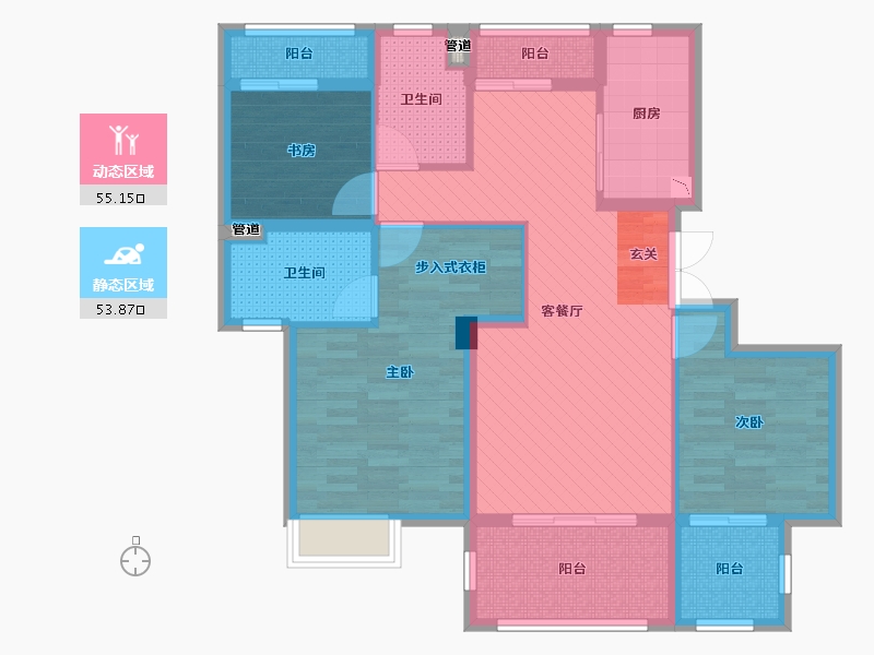 浙江省-丽水市-佑盛丽嘉花园-94.96-户型库-动静分区