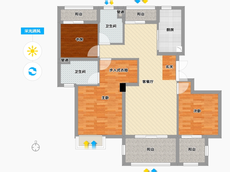 浙江省-丽水市-佑盛丽嘉花园-94.96-户型库-采光通风