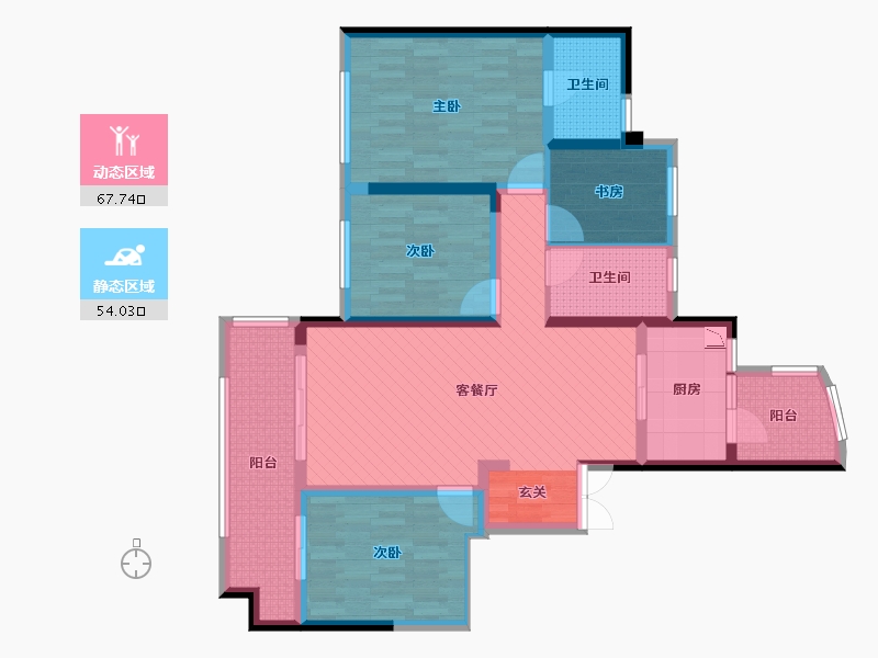 重庆-重庆市-铂悦澜庭-105.67-户型库-动静分区