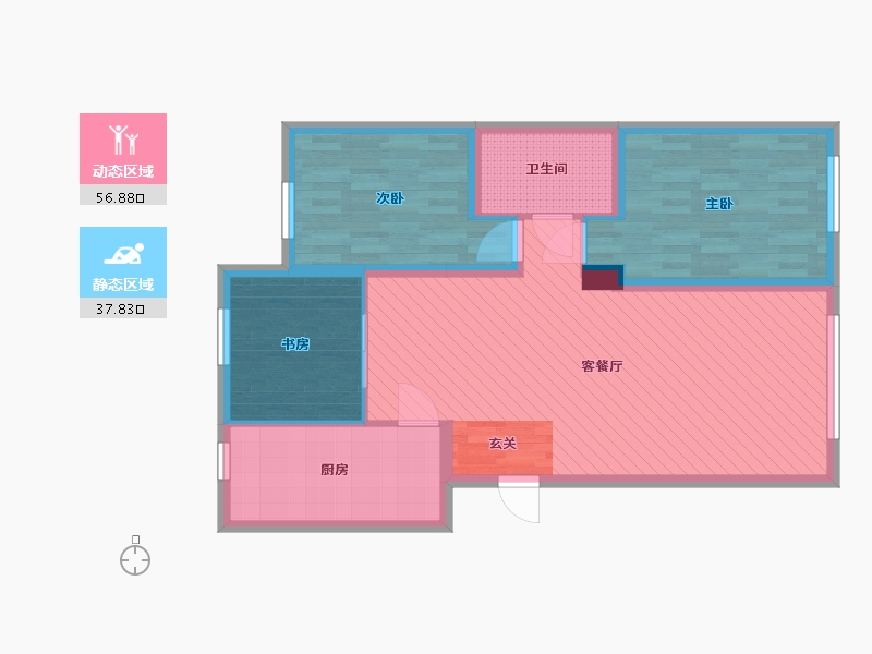 辽宁省-盘锦市-蓝色康桥g区1号楼-84.54-户型库-动静分区