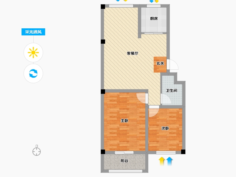 山东省-烟台市-山海名苑-69.07-户型库-采光通风