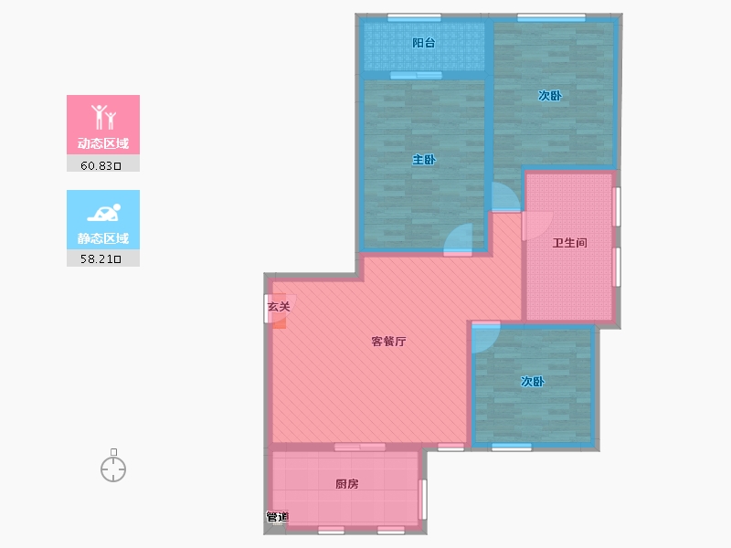 江苏省-南通市-江景苑-105.77-户型库-动静分区