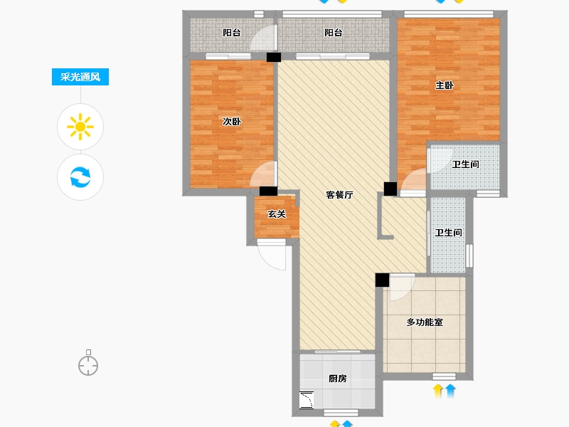 浙江省-宁波市-奉化玫瑰园-93.07-户型库-采光通风