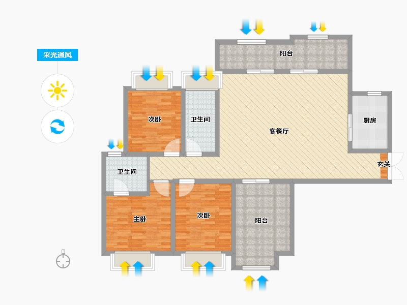 河南省-济源市-升龙城A8号楼-125.00-户型库-采光通风