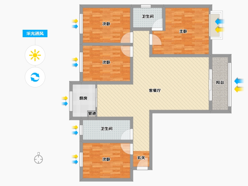 河南省-郑州市-商都嘉园安置小区-106.97-户型库-采光通风