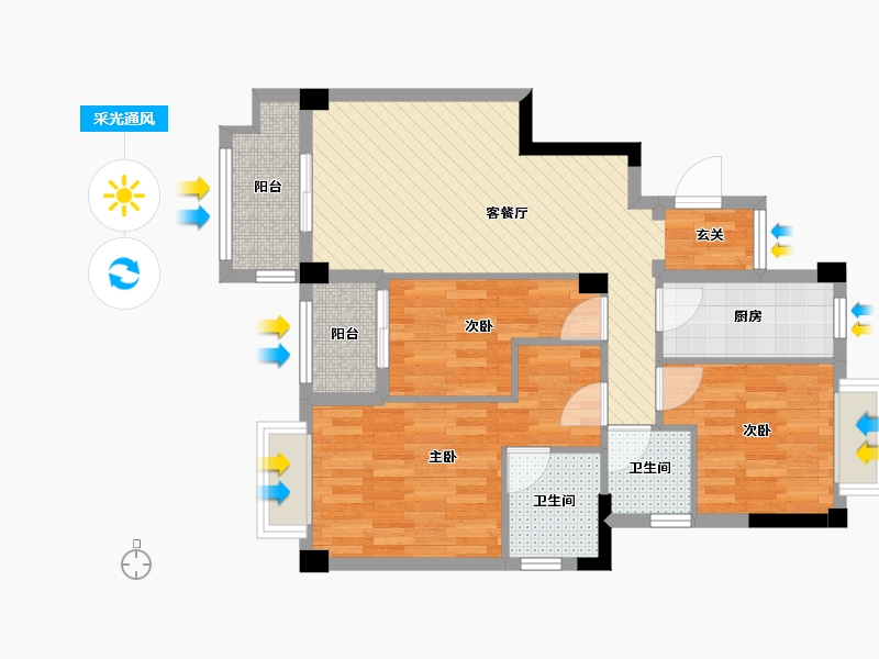 福建省-漳州市-南靖碧桂园-74.15-户型库-采光通风