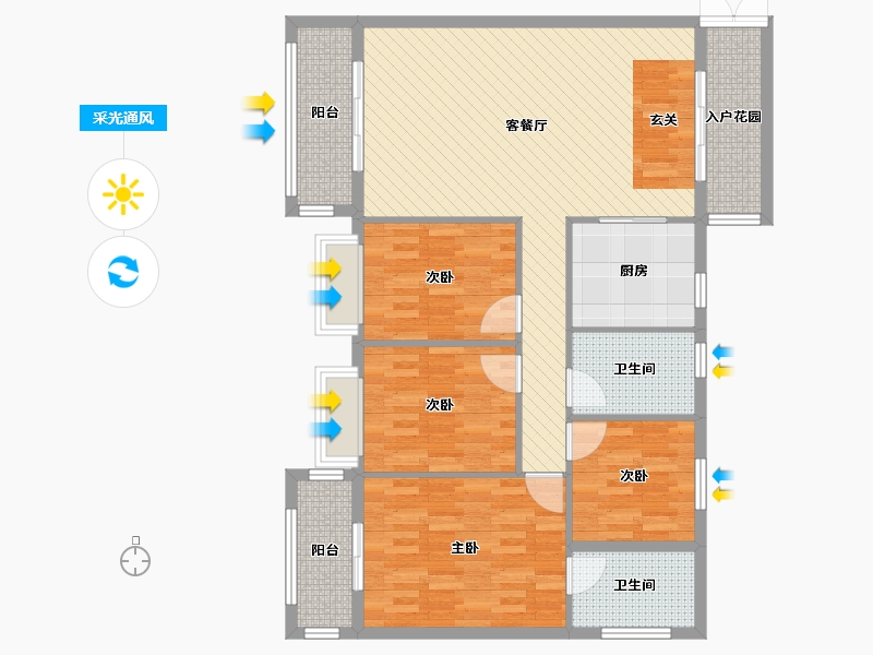 湖南省-衡阳市-阳光丽都-113.09-户型库-采光通风