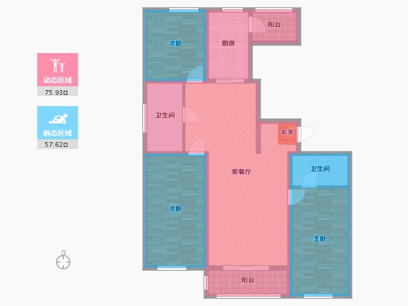 黑龙江省-哈尔滨市-裕赐俯季-117.80-户型库-动静分区