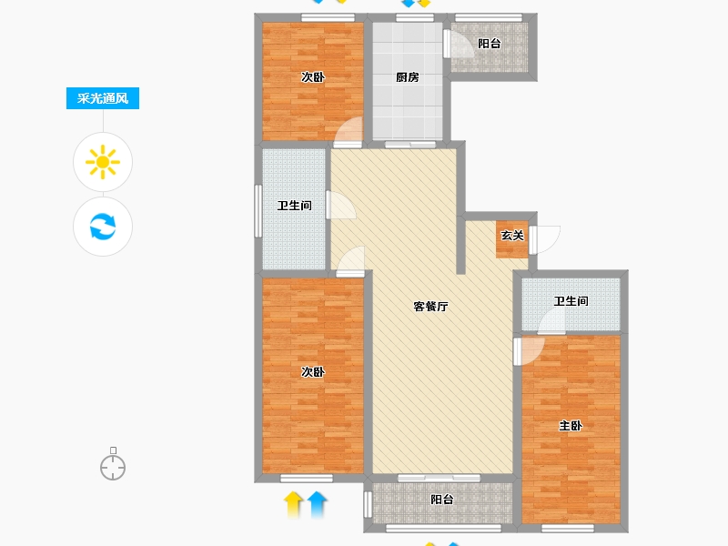 黑龙江省-哈尔滨市-裕赐俯季-117.80-户型库-采光通风