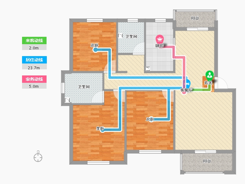 浙江省-杭州市-金竹新城-104.46-户型库-动静线