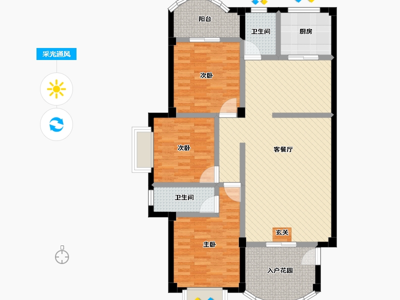 广东省-揭阳市-玉馨苑-105.88-户型库-采光通风