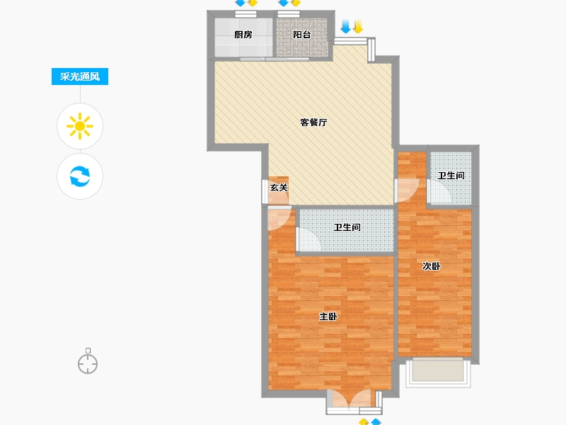 北京-北京市-光大水墨风景-1号楼-80.78-户型库-采光通风