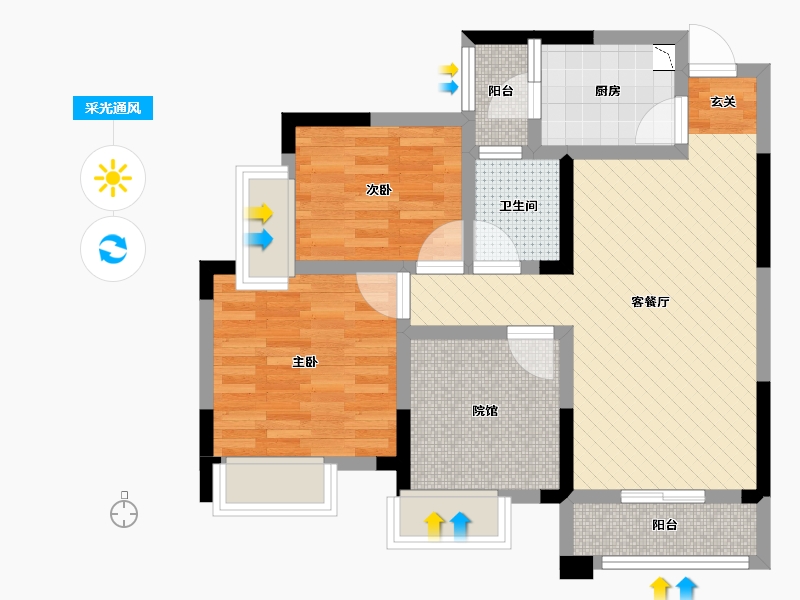 四川省-南充市-锦绣城-64.05-户型库-采光通风